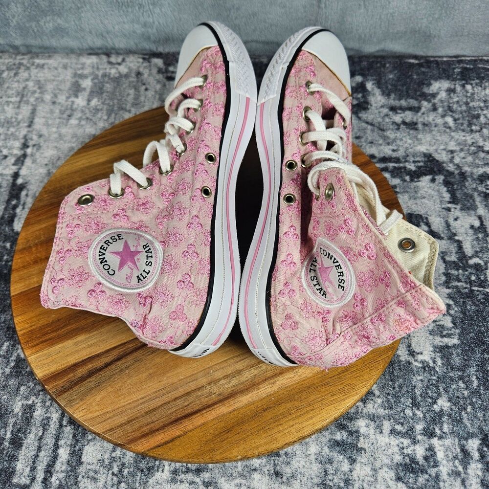 Converse Chuck Taylor All Star High Top Pink Floral White Sneakers Womens 10 - Picture 9 of 12